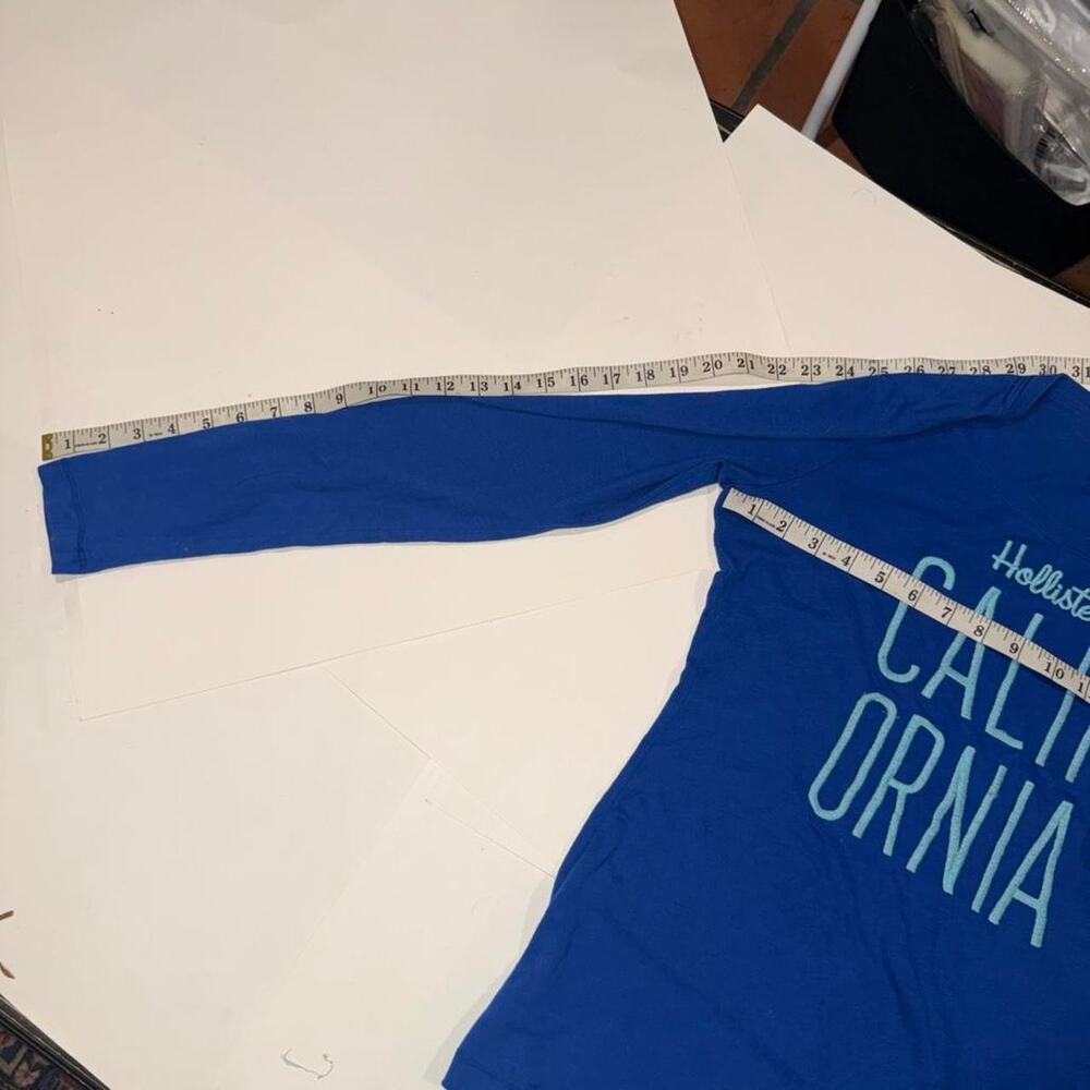 Hollister Long Sleeve Tee Size Large Blue Y2K 2010s California Beach Preppy - Picture 5 of 8